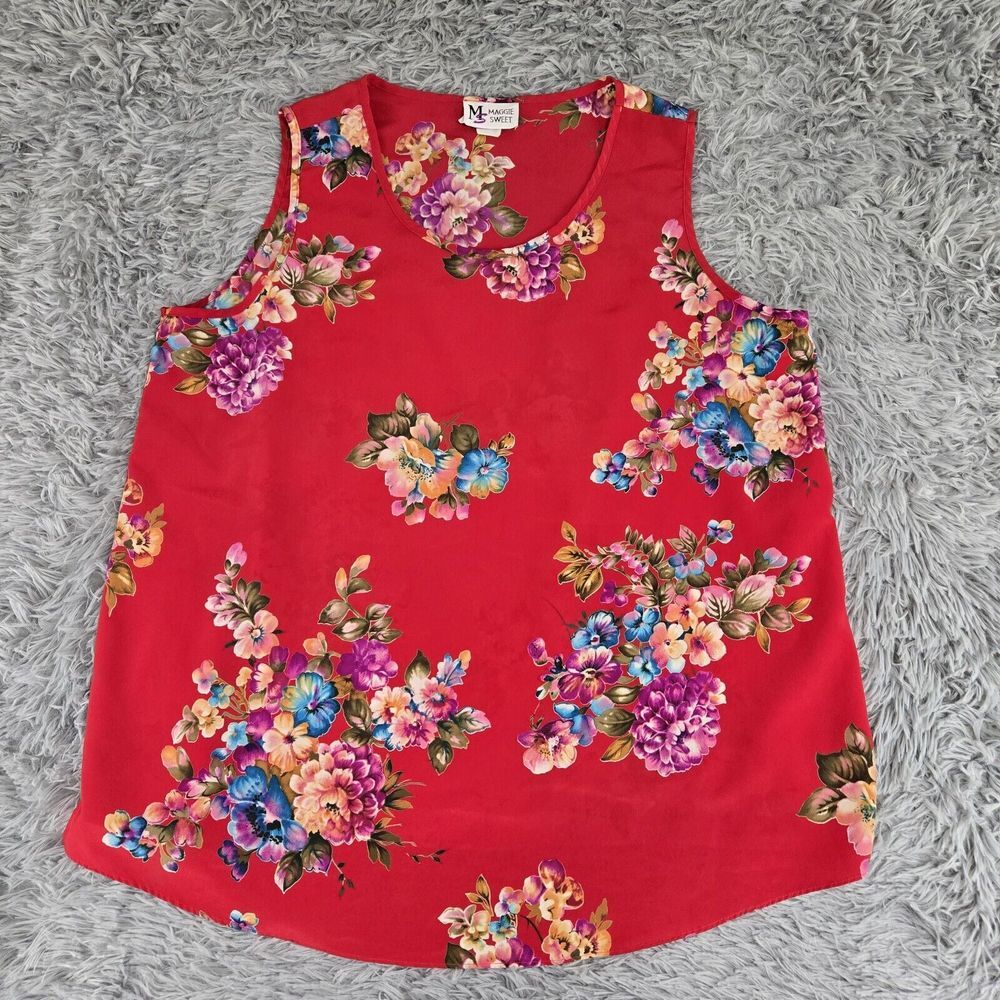 Maggie Sweet Floral Bouquet 5090 Womens 1X‎ Pullover Sleeveless Tank Top